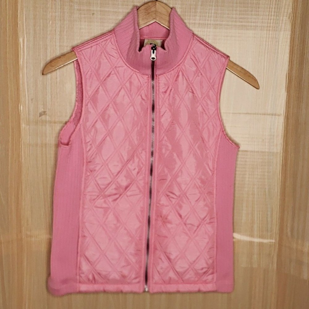 Fuda Womens Pink Quilted Vest With Faux Sherpa Lining  Medium